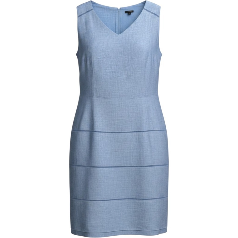 Talbots Linen Shift Dress Womens 20W Blue Sleeveless V Neck Plus Size
